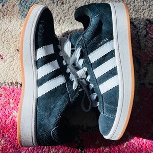 adidas Campus Suede Sneakers in Teal with White Stripes and Gum Sole